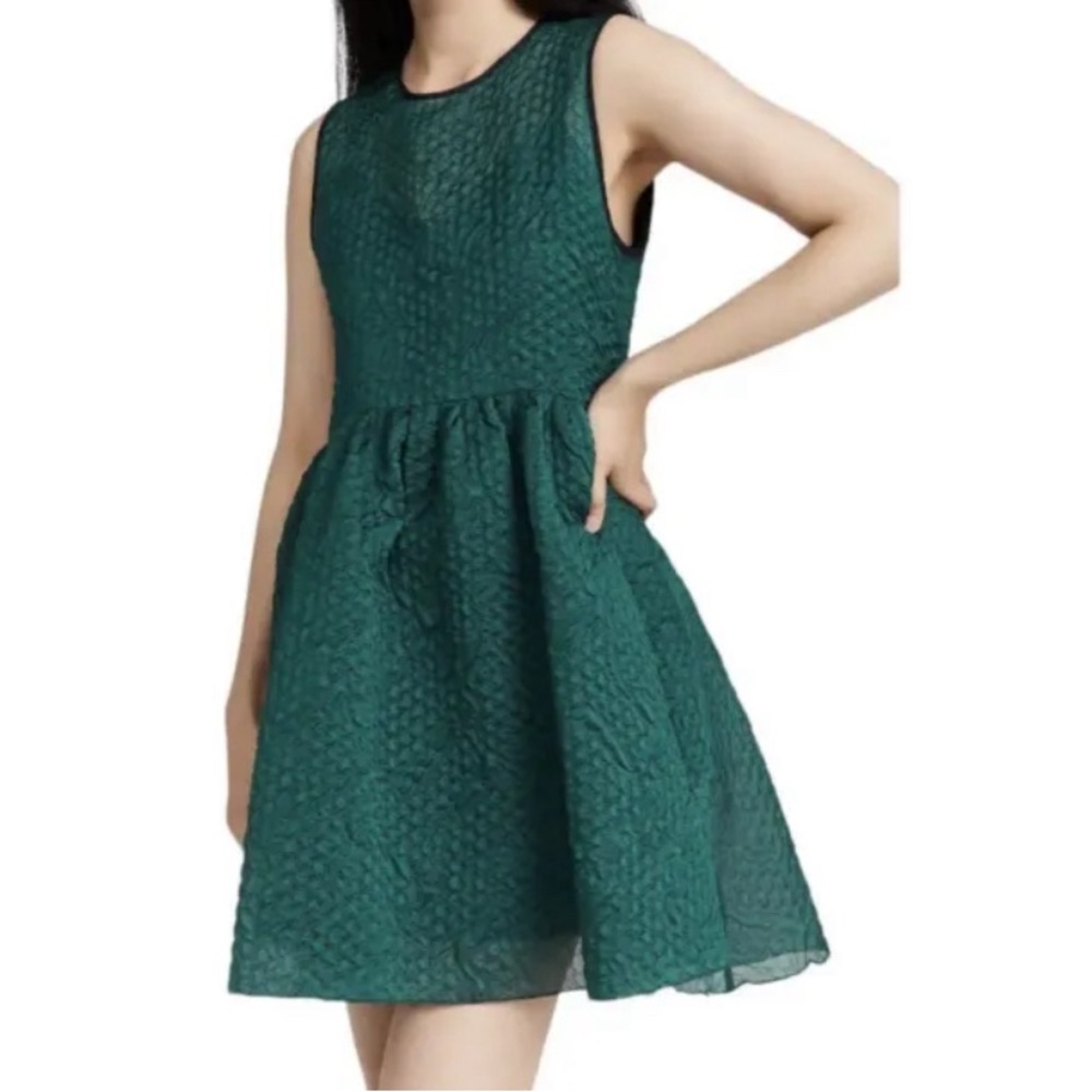 Victoria Victoria Beckham Green Cloque Dress UK 8 US 4